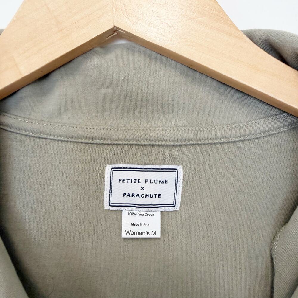 Petite Plume x Parachute Green Button Down Pajama Top Sz M - Picture 2 of 4